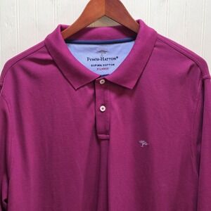 Fynch-Hatton Polo Shirt Mens XL Purple Solid Long Sleeve Supima Cotton Knit Top